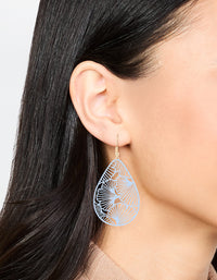 Gold Blue Filigree Pear Drop Earrings - link has visual effect only