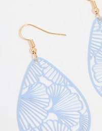 Gold Blue Filigree Pear Drop Earrings - link has visual effect only