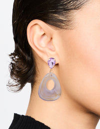 Gold Diamante Purple Acrylic Drop Earrings - link has visual effect only