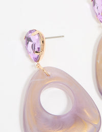 Gold Diamante Purple Acrylic Drop Earrings - link has visual effect only