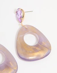 Gold Diamante Purple Acrylic Drop Earrings - link has visual effect only