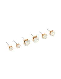 Gold Diamante Graduating Stud Earrings 3-Pack - link has visual effect only