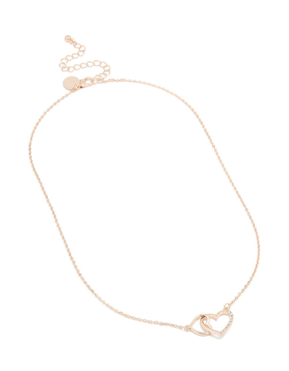 Rose Gold Diamante Heart Link Necklace