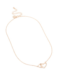 Rose Gold Diamante Heart Link Necklace - link has visual effect only