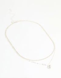 Silver Diamante Cupchain & Puffy Heart Layered Necklace - link has visual effect only