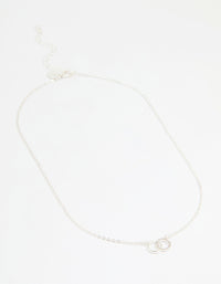 Silver Diamante Open Linked Circle Pendant Necklace - link has visual effect only