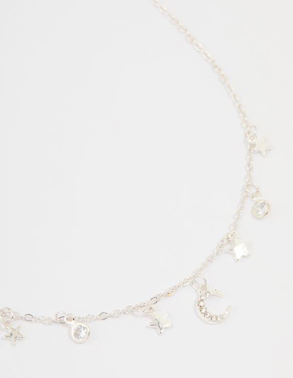 Silver Diamante Celestial Charm Necklace