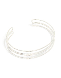 Silver Wire Textured Wire Wrist Cuff - link has visual effect only