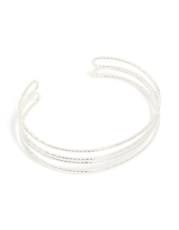 Silver Wire Textured Wire Wrist Cuff