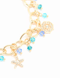 Gold Beaded Sea Charm Anklet - link has visual effect only