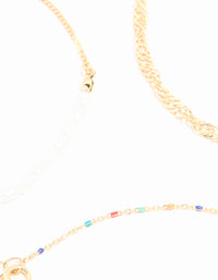 Gold Pearl & Fish Anklets 3-Pack - link has visual effect only