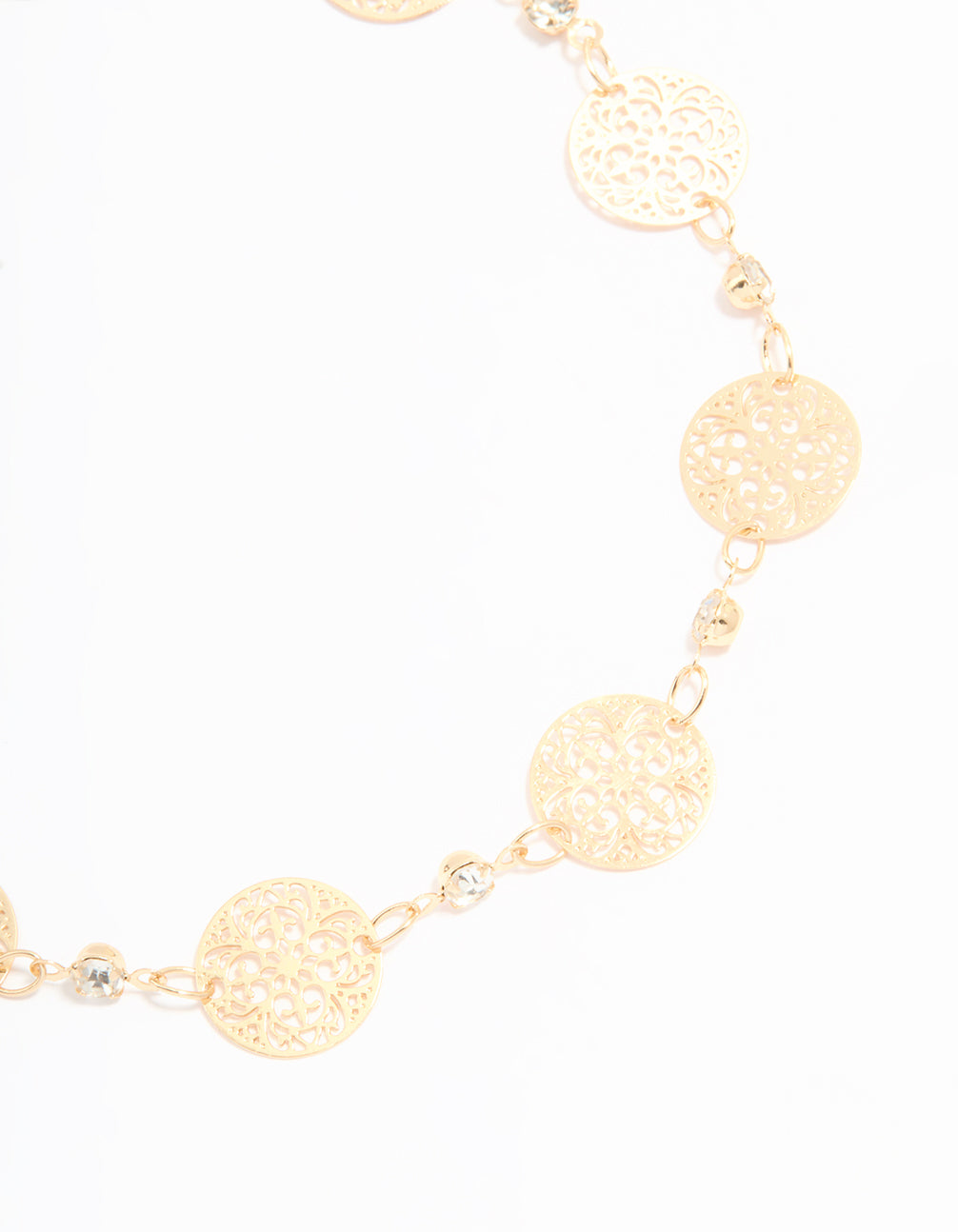 Gold Diamante Laser Cut Coin Anklet