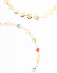 Gold Rainbow Stone & Chain Anklets 3-Pack - link has visual effect only