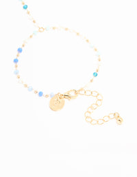 Gold Blue Faceted Bead Hand Chain - link has visual effect only