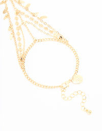 Gold Disc Layered Hand Chain - link has visual effect only