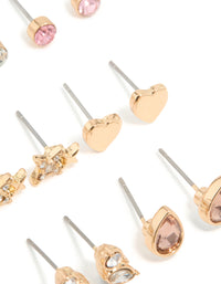 Gold Shell & Heart Mixed Earrings 12-Pack - link has visual effect only