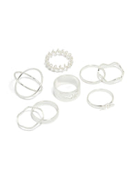 Silver Snake& Wavy Rings 8-Pack - link has visual effect only