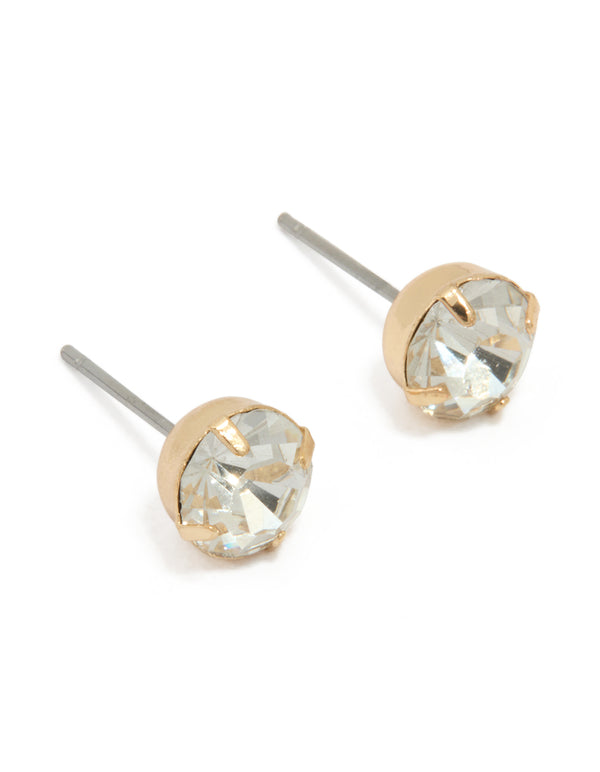 Gold Diamante Stud Earrings