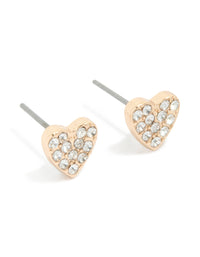 Gold Diamante Heart Stud Earrings - link has visual effect only
