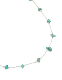 Silver Plated Turquoise Semi Precious Stone Station Necklace - link has visual effect only