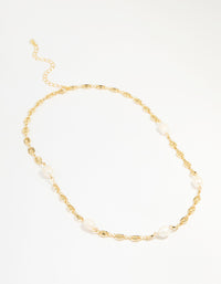 Gold Plated Freshwater Pearl Mariner Necklace - link has visual effect only