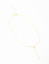 Gold Plated Cubic Zirconia Fine Chain Drop Y-Necklace - link has visual effect only