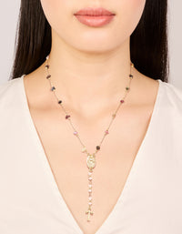 Gold Plated Semi Precious Dainty Cross Y-Necklace - link has visual effect only