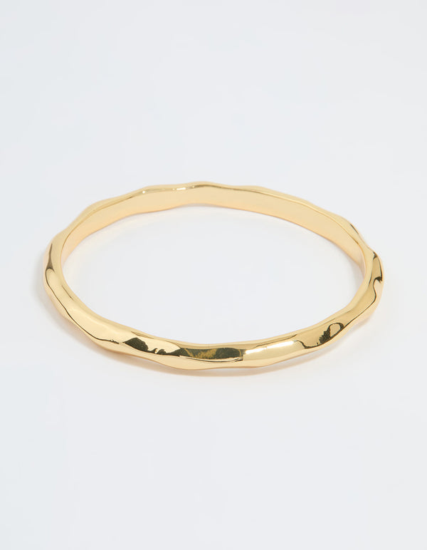 Gold Plated Molten Wavy Bangle