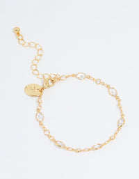 Gold Plated Cubic Zirconia Oval & Round Bracelet - link has visual effect only