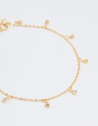 Gold Plated Diamante Droplet Chain Anklets 2-Pack - link has visual effect only