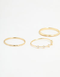 Gold Plated Cubic Zirconia Mixed Detail Rings 5-Pack - link has visual effect only