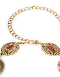 Antique Gold Red Oval Gem Western Belt - link has visual effect only