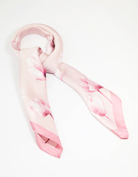 Pink Fabric Flower Border Scarf - link has visual effect only