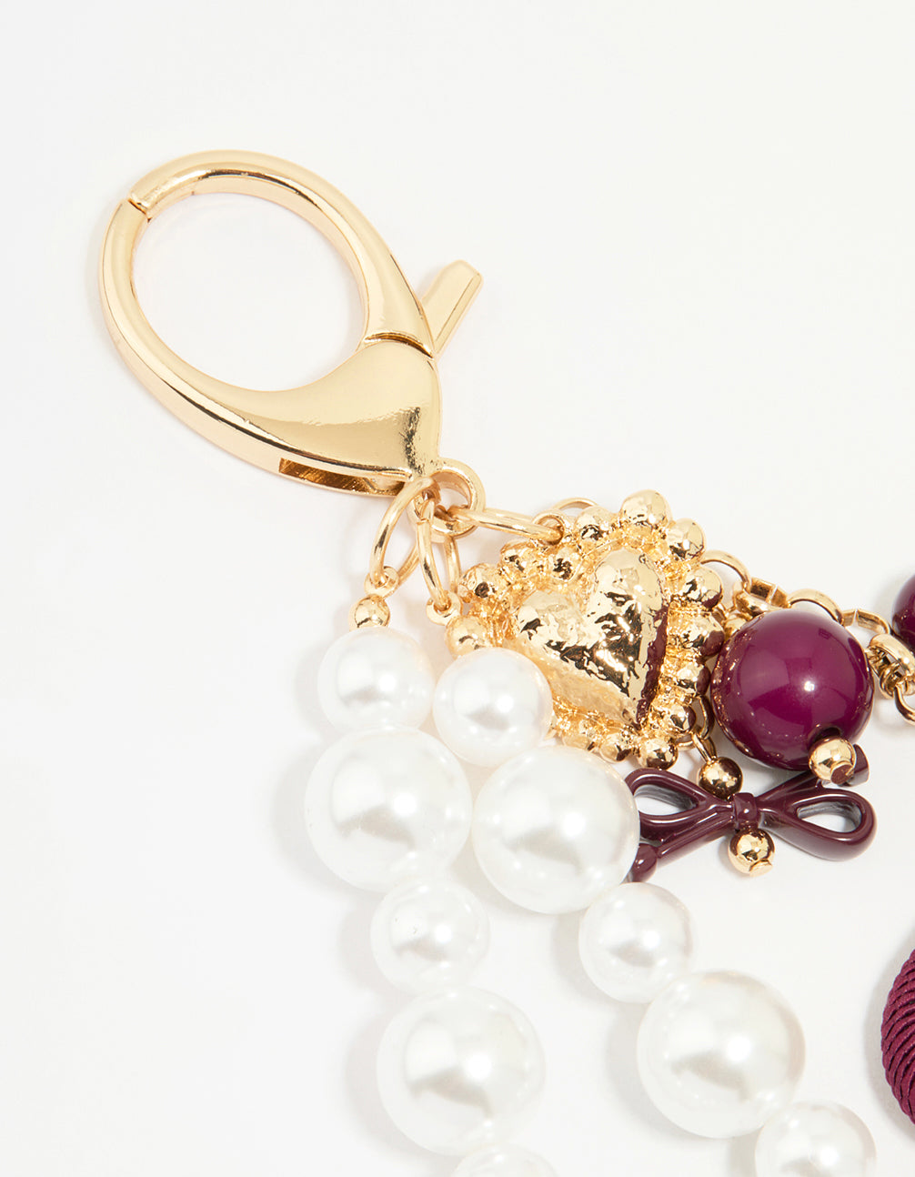 Beaded Heart Pearl Rope Key Chain