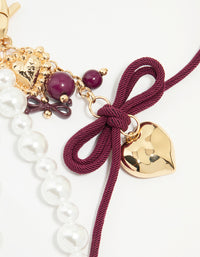 Beaded Heart Pearl Rope Key Chain - link has visual effect only