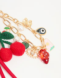 Red Crochet Fruit Fabric Key Chain - link has visual effect only