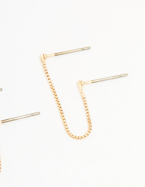 Gold Hoop & Loop Chain Earrings 2-Pack