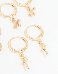 Gold Cross, Dagger & Snake Earrings 6-Pack - link has visual effect only