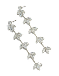 Silver Cubic Zirconia Flower Drop Earrings - link has visual effect only