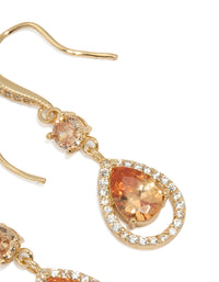 Gold Cubic Zirconia Pear Drop Earrings - link has visual effect only