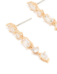 Gold Cubic Zirconia Long Drop Earrings - link has visual effect only