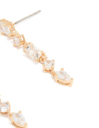 Gold Cubic Zirconia Long Drop Earrings - link has visual effect only