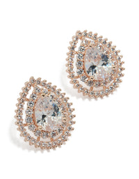 Rose Gold Cubic Zirconia Pear Stud Earrings - link has visual effect only