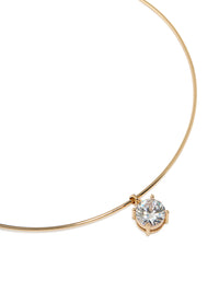 Gold Cubic Zirconia Round Pendant Necklace - link has visual effect only