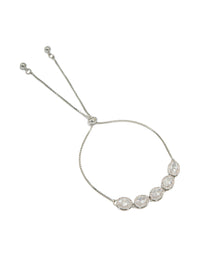 Silver Cubic Zirconia Circle Toggle Bracelet - link has visual effect only