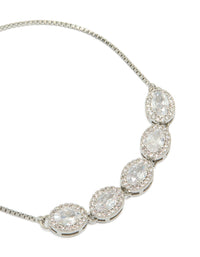 Silver Cubic Zirconia Circle Toggle Bracelet - link has visual effect only