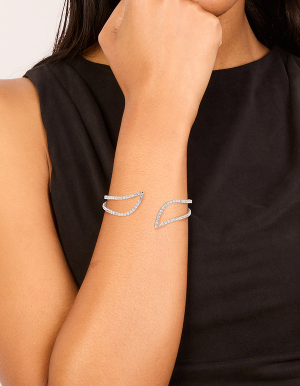 Silver Cubic Zirconia Swivel Wrist Cuff