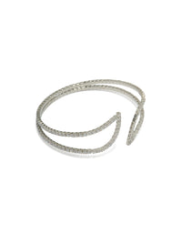 Silver Cubic Zirconia Swivel Wrist Cuff - link has visual effect only