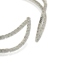 Silver Cubic Zirconia Swivel Wrist Cuff - link has visual effect only