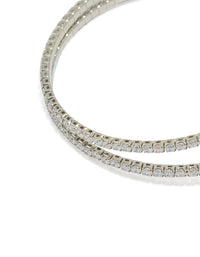 Silver Cubic Zirconia Swivel Wrist Cuff - link has visual effect only
